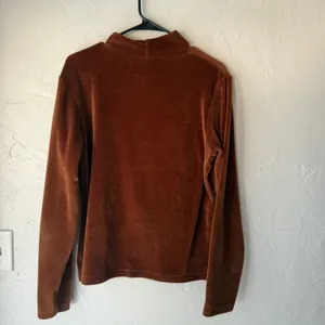 French Laundry Vintage Y2k Mock‎ Neck Velour Long Slv Top L Rust Brown Romantic thumbnail 7