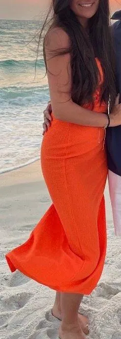 Midi Orange Dress thumbnail 1