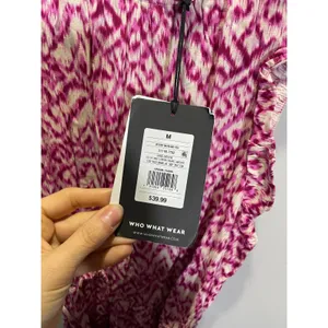 Who What Wear High Low Dress Womens Medium Pink‎ Batik Ruffle Sleeveless Resort thumbnail 5