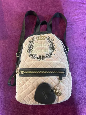 JUICY COUTURE Royal Moment Backpack Quilted Pink Velour Purse Bag Y2K McBling thumbnail 1