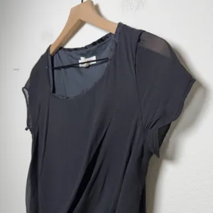 Hannoh Women Silk Cotton Top 40 Black‎ Drape Neck Old Money Classic Minimalist thumbnail 3