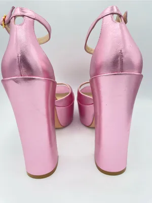 STUART WEITZMAN Skyhigh 145 Metallic Pink Platform Sandals Size 9 thumbnail 4