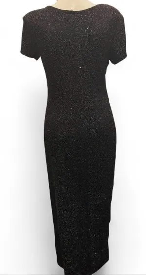 Elegant Black Sparkle Maxi Dress with Short Sleeves thumbnail 1