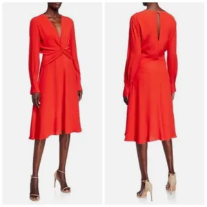 NEW Equipment Twist Front Midi Dress Red-Orange thumbnail 2