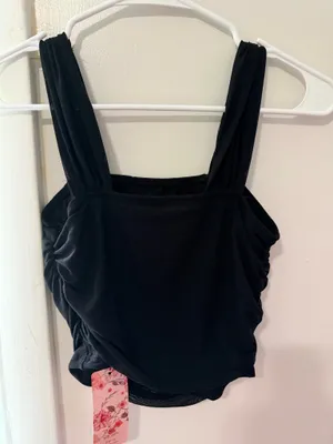 SHEIN MOD Ruched Square Neck Mesh Black Size XS thumbnail 4