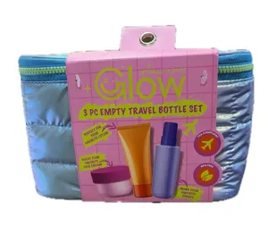 NWT My Beauty Spot Glow 3-piece Travel Bottle Set (Empty) and Cosmetic Bag thumbnail 1