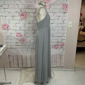 Fame and partners halter mock neck medium gray gown thumbnail 5