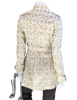 Mossimo Button Down Gold Cream Belted Cotton Trench Coat Women's Size Medium thumbnail 3