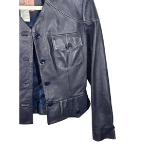 Vintage Zelda Genuine Lamb Leather Jacket Blue Violet Purple Cropped Blazer thumbnail 8