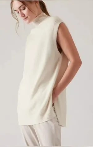 ATHLETA Alpine Tabard Sleeveless Sweater White‎ Small thumbnail 1