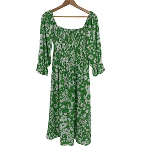 Sugar‎ + Lips Green Floral Smocked Midi Dress Small Cottagecore Boho Romantic thumbnail 6