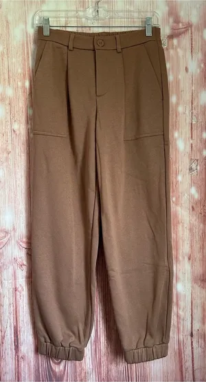 Halara Chestnut Brown High Rise Button Front Sweatpants Joggers Size XS thumbnail 1