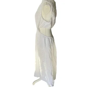 The Drop White 100% Linen O-Ring Cutout‎ Maxi Dress Womens XL Sleeveless Summer thumbnail 4