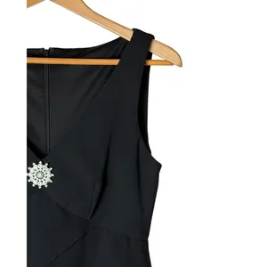 Patra Tiered Ruffle Dress Women 8 Black Rhinestone Brooch Maxi Cocktail Party thumbnail 6
