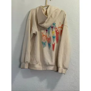 Aelfric Eden Cream Star Embroidery Graffiti Pullover Hoodie Size M thumbnail 4