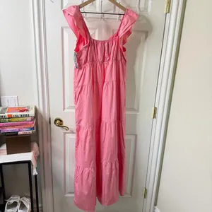 NWT ModCloth Notes of‎ Grace Pink Tiered Poplin Maxi Dress Womens Size L thumbnail 4