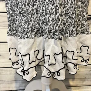 April Cornell Vintage 90s Black & White Patterned Ruffle Dress thumbnail 3