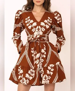 NEW Beyond by Vera Heidi mini dress HEART BROWN XS thumbnail 1