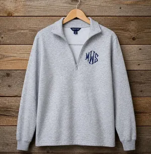 Sport-Tek Women’s L Gray Quarter Zip Sweatshirt Monogram Fleece Pullover thumbnail 1