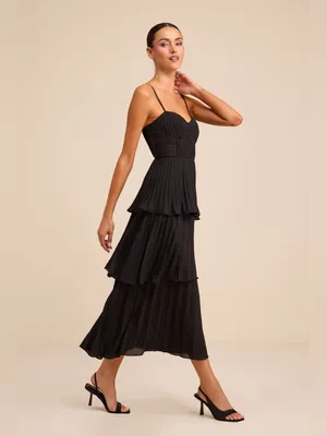 LULU’S Cascading Crush Black Tiered Bustier Midi Dress thumbnail 5