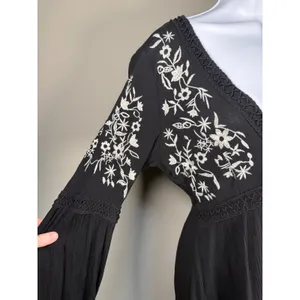 Francesca's Blue Rain Embroidered Boho Peasant Mini Dress‎ S Johnny Was Vibes thumbnail 3
