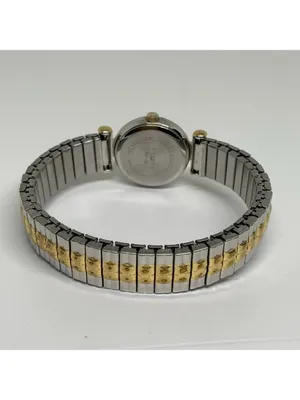 Women’s quartz analog watch silver gold tone 23mm stretch band running thumbnail 5