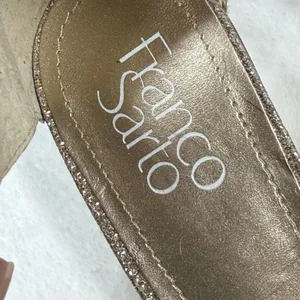 Franco Sarto Rania 2 Champagne Gold Glitter Square Toe‎ Heeled Sandals 8.5M thumbnail 6