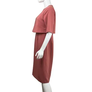 Ann Taylor Sheath Dress Coral Pink‎ Crew Neck Short Sleeve Size 6 thumbnail 3