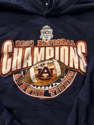 {KNIGHTS APPAREL} 2010 National Champions Auburn Tigers Navy Blue Hoodie Medium thumbnail 2