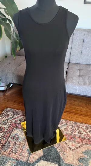 Marine Layer ribbed Black Sleeveless Midi Tank Dress. Lined. Size large thumbnail 1