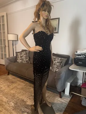 Banjul Black Strapless Beaded Sheer Maxi Dress thumbnail 5