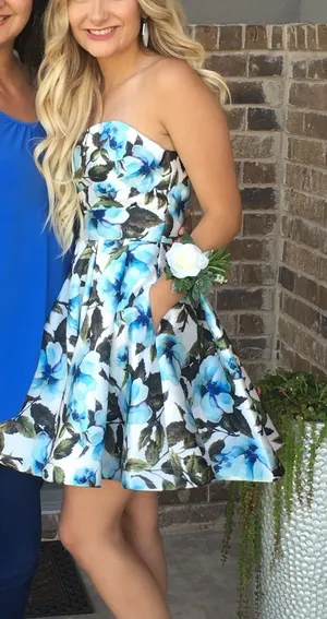 LA FEMME Short Floral Prom/Cocktail Dress Style #24523 thumbnail 1