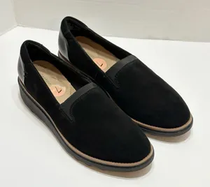 Clarks Sharon Dolly Wedge Loafer Shoes Casual Slip On Black Women's 7M Casual thumbnail 1