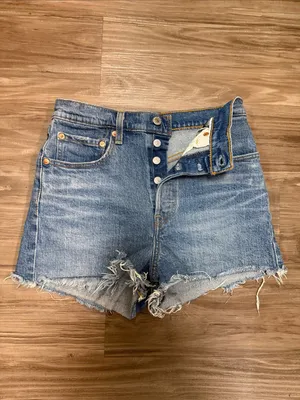 Levi’s Premium Ribcage Shorts Urban Oasis Raw Hem W27 $80 thumbnail 4
