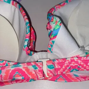 NWT Coco Rave 36B/C halter push-up bikini top bright ruched‎ hot pink orange thumbnail 6