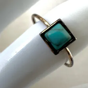 Turquoise blue square dainty ring Blue thumbnail 2
