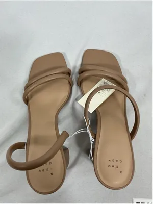 Womans New A New Day Stacy Slip On Strappy Sandals Size 11 Nude Square Toe thumbnail 4