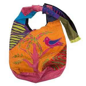 Kathmandu Imports Bag Womens OS Multicolor Embroidered Bird Hobo Sling Cotton thumbnail 1