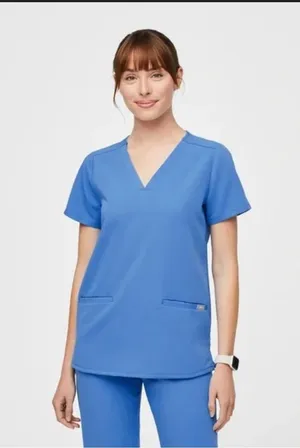 FIGS Womens Capri Blue Casma-Three Pocket Scrub Top sz XS thumbnail 1