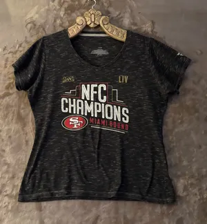 Women’s NFC 49ers Champions Miami Bound Graphic Tee Size L Charcoal Gray thumbnail 1