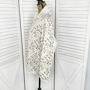 Aerie Leopard Print Oversized‎ Sweatshirt Cream Tan Beige Small Quarter Zip thumbnail 2