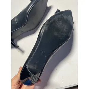 Jeffrey Campbell Pumps Womens 8.5 Black Leather Bow Kitten Heel Ibiza Last Dress thumbnail 5