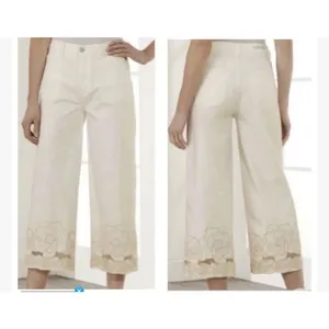 Soft Surroundings The Ultimate Wide Leg Crop Jeans Embroidered Ivory 6 thumbnail 11