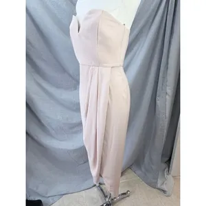 Shona Joy Blush Strapless Draped Cocktail Midi Dress Light Pink‎ 6 USA Wedding thumbnail 5