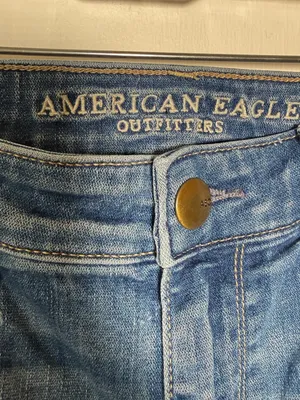 American Eagle Outfitters Women's Distressed Blue Denim Jeans 12 Short Skinny thumbnail 4