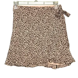 Abercrombie & Fitch Skirt Women's XS Brown Leopard Faux Wrap Ruffle Mini Summer thumbnail 13