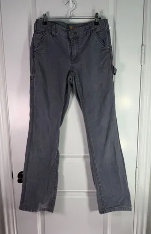 Carhartt Original Fit Gray Canvas Work Pants Carpenter Utility Size 4 Regular thumbnail 1