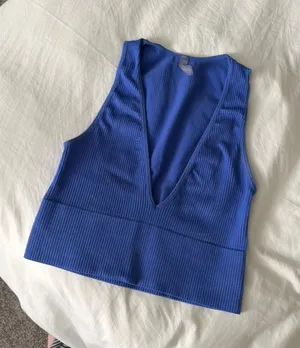 Deep V Tank Top Blue thumbnail 1
