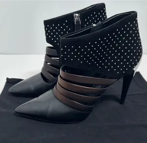 Rebecca Minkoff Caesar Studded Heels Black Leather & Suede Size 8 thumbnail 1