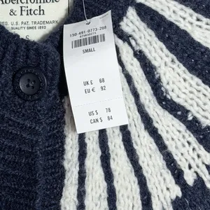 NEW Abercrombie & Fitch Blue Fair Isle Wool Nordic Sweater Cardigan Women's S thumbnail 4